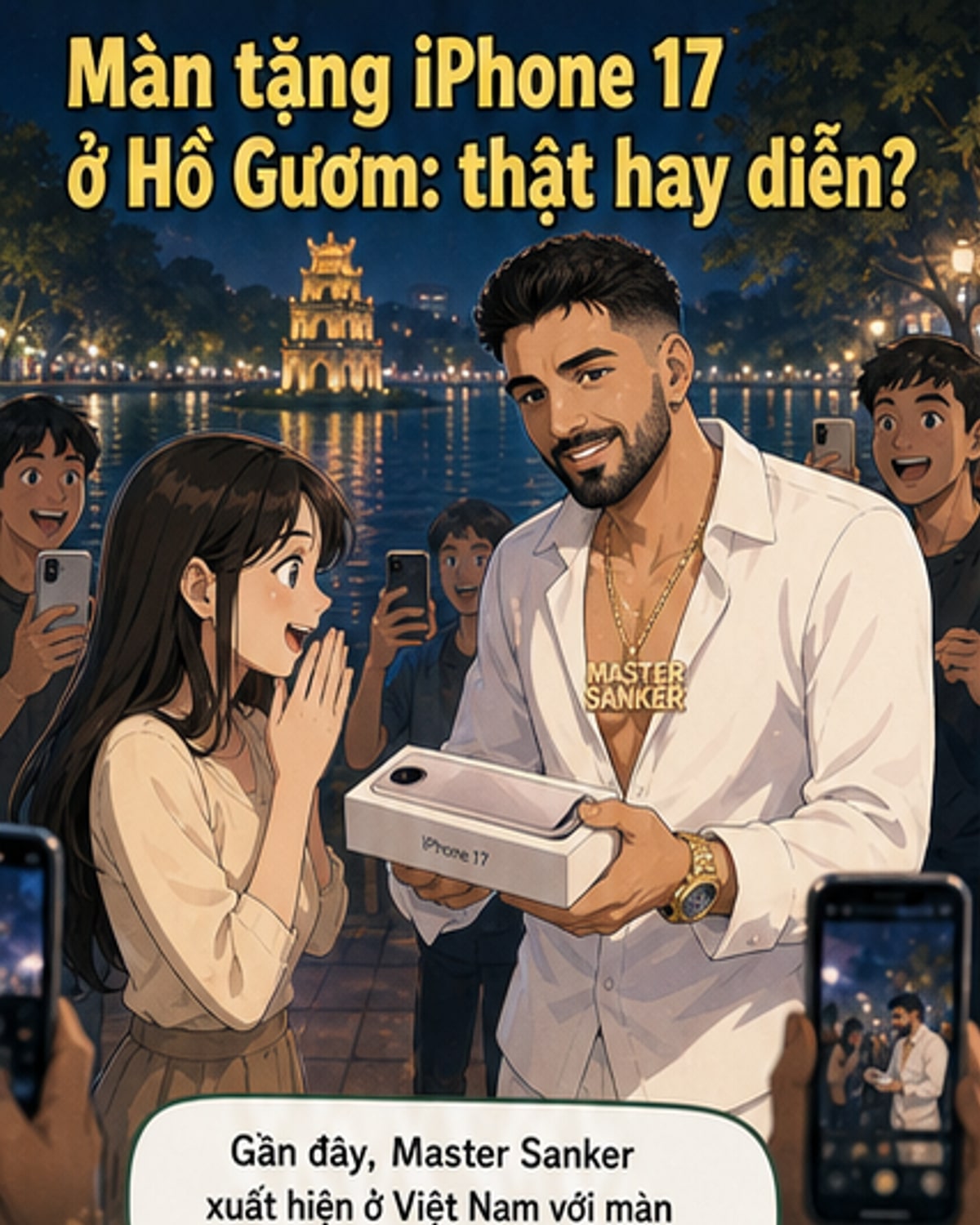 TikToker tặng iPhone 17 ở Hồ Gươm bị tố dàn dựng