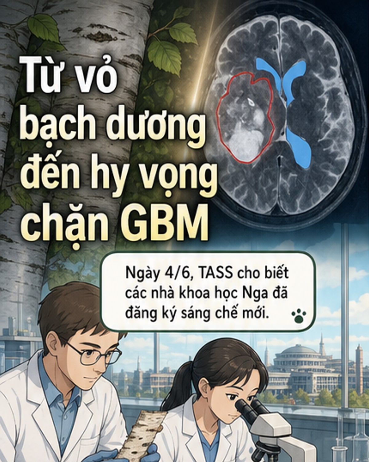 Nga phát hiện hợp chất từ vỏ cây bạch dương có thể chống ung thư não