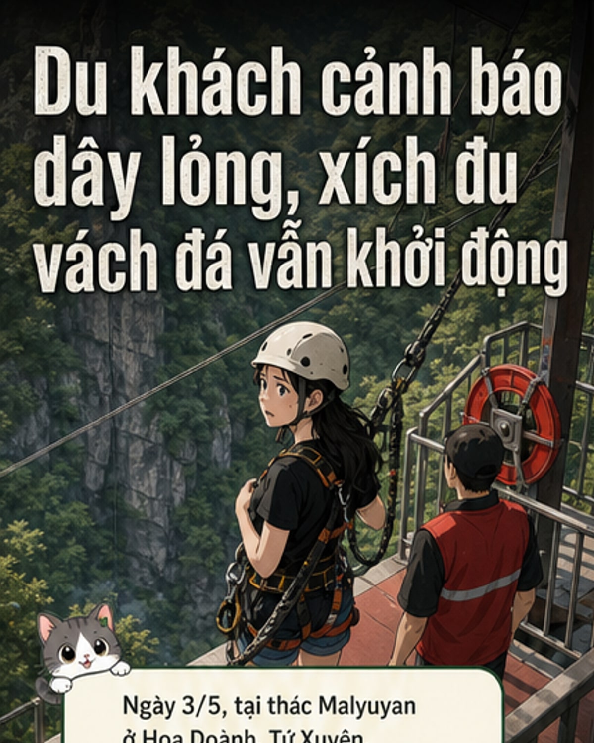 Dây cáp xích đu đứt, du khách rơi xuống vực