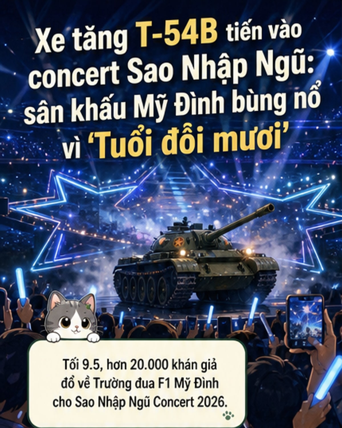 Xe tăng T-54B xuất hiện trên sân khấu concert