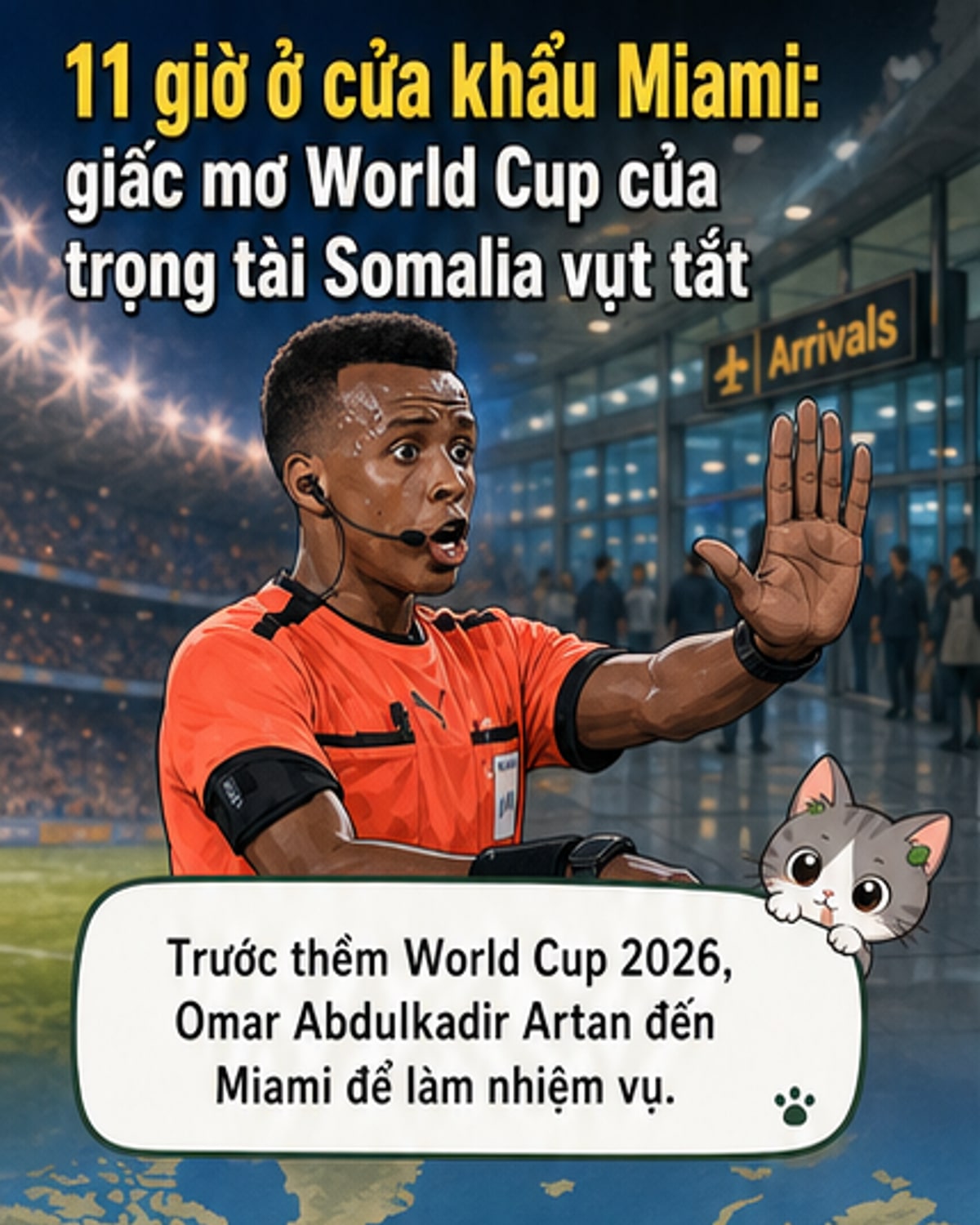 Trọng tài Somalia bị từ chối nhập cảnh dù có visa World Cup