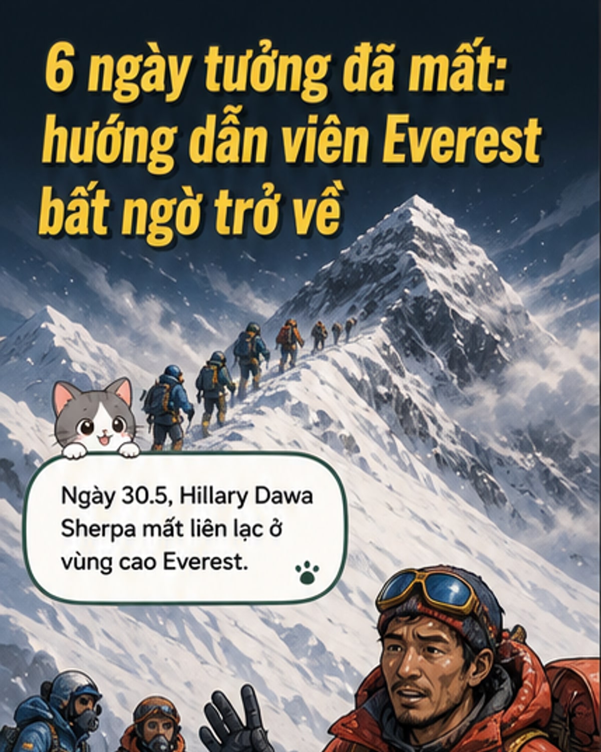 Hướng dẫn viên mất tích trên Everest trở về