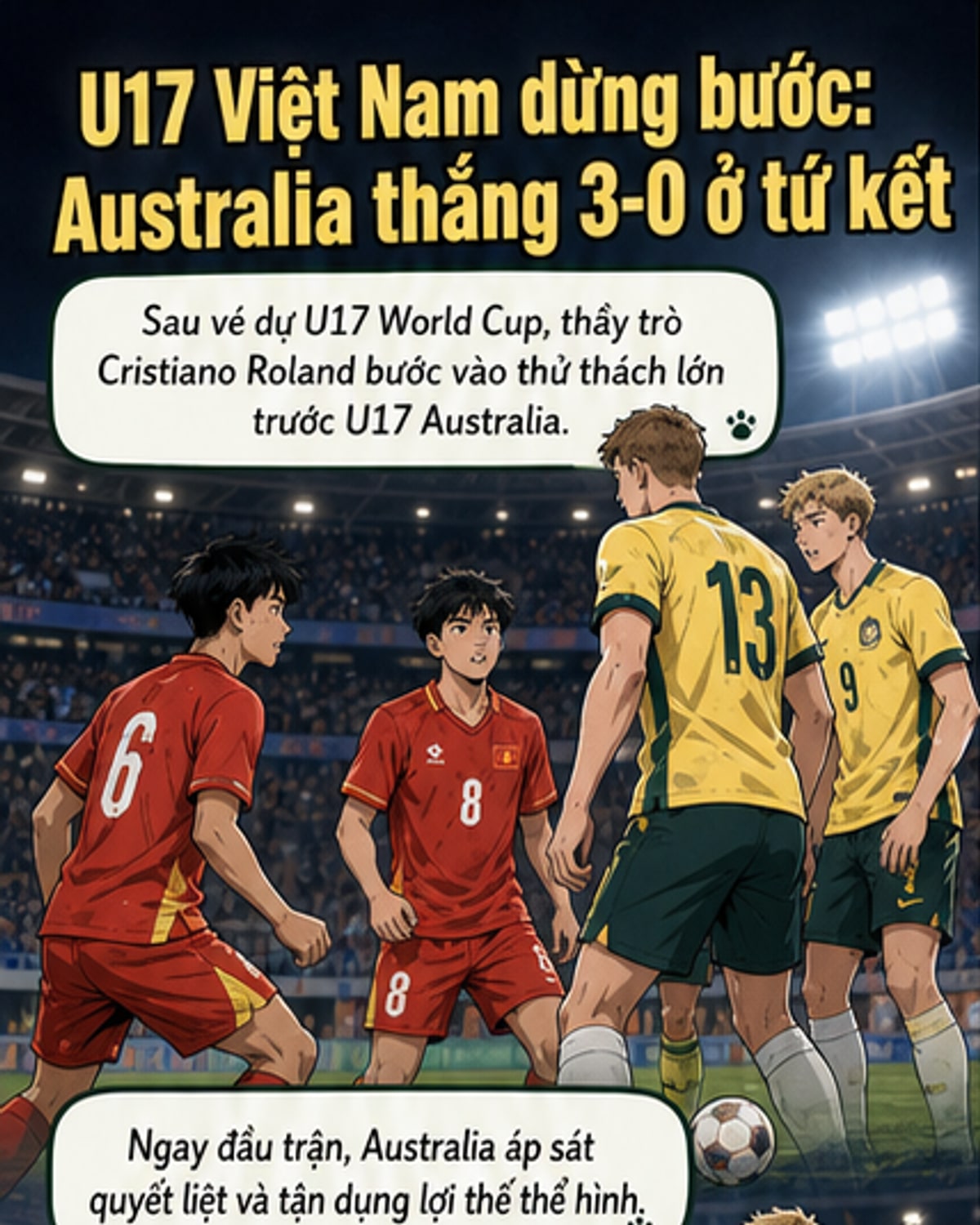 U17 Việt Nam thua Australia 0-3