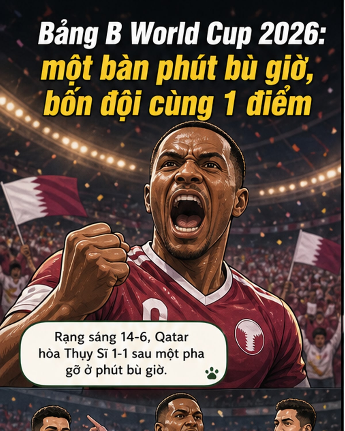 Bảng B World Cup 2026: 4 đội bằng điểm