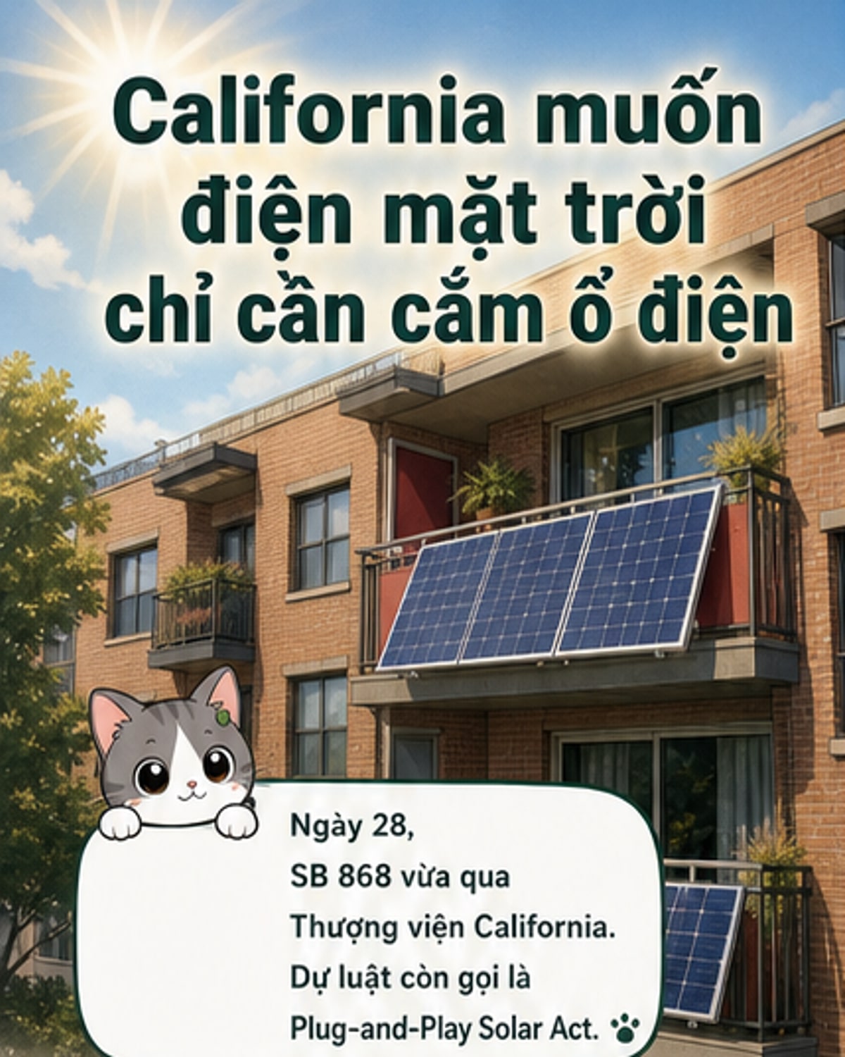 Điện mặt trời cắm là chạy: California sắp thông luật