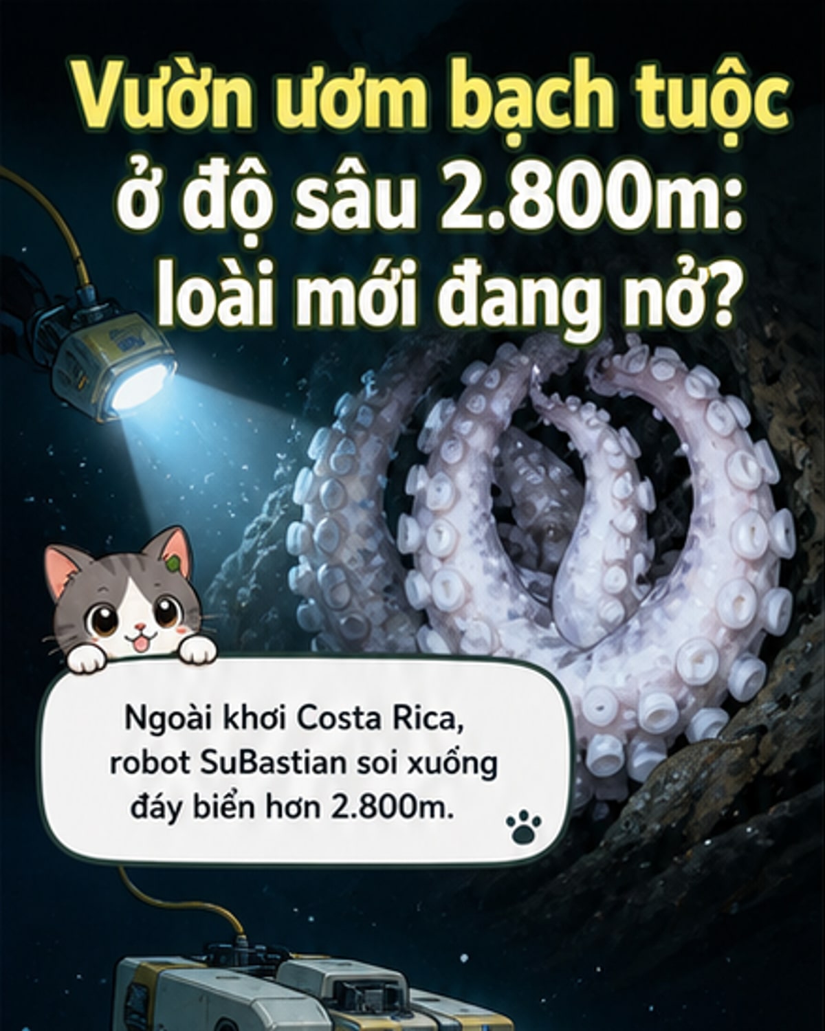 Phát hiện vườn ươm bạch tuộc ở độ sâu 2.800m