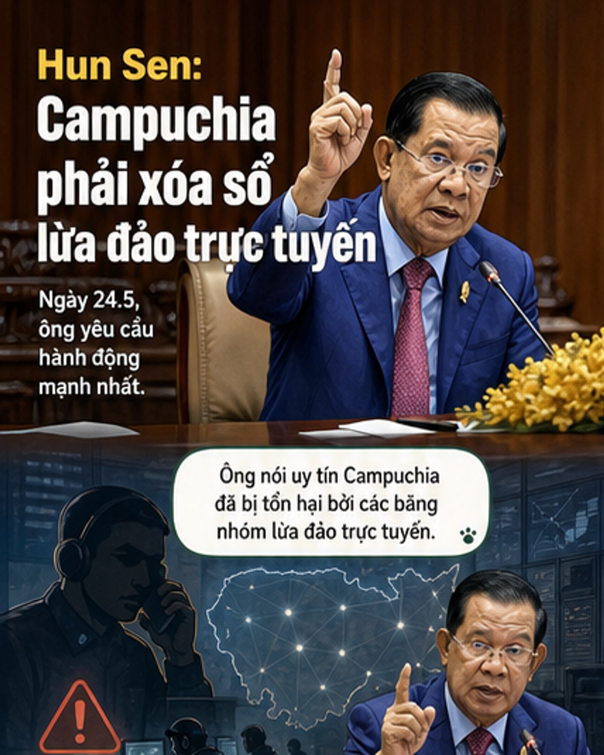 Hun Sen yêu cầu dẹp nạn lừa đảo trực tuyến