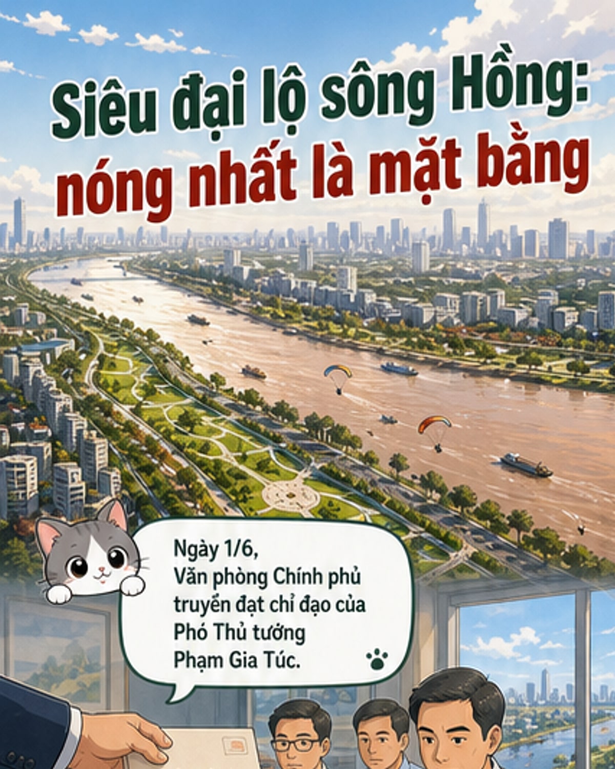 Phó Thủ tướng chỉ đạo nóng về giải phóng mặt bằng siêu dự án ven sông Hồng