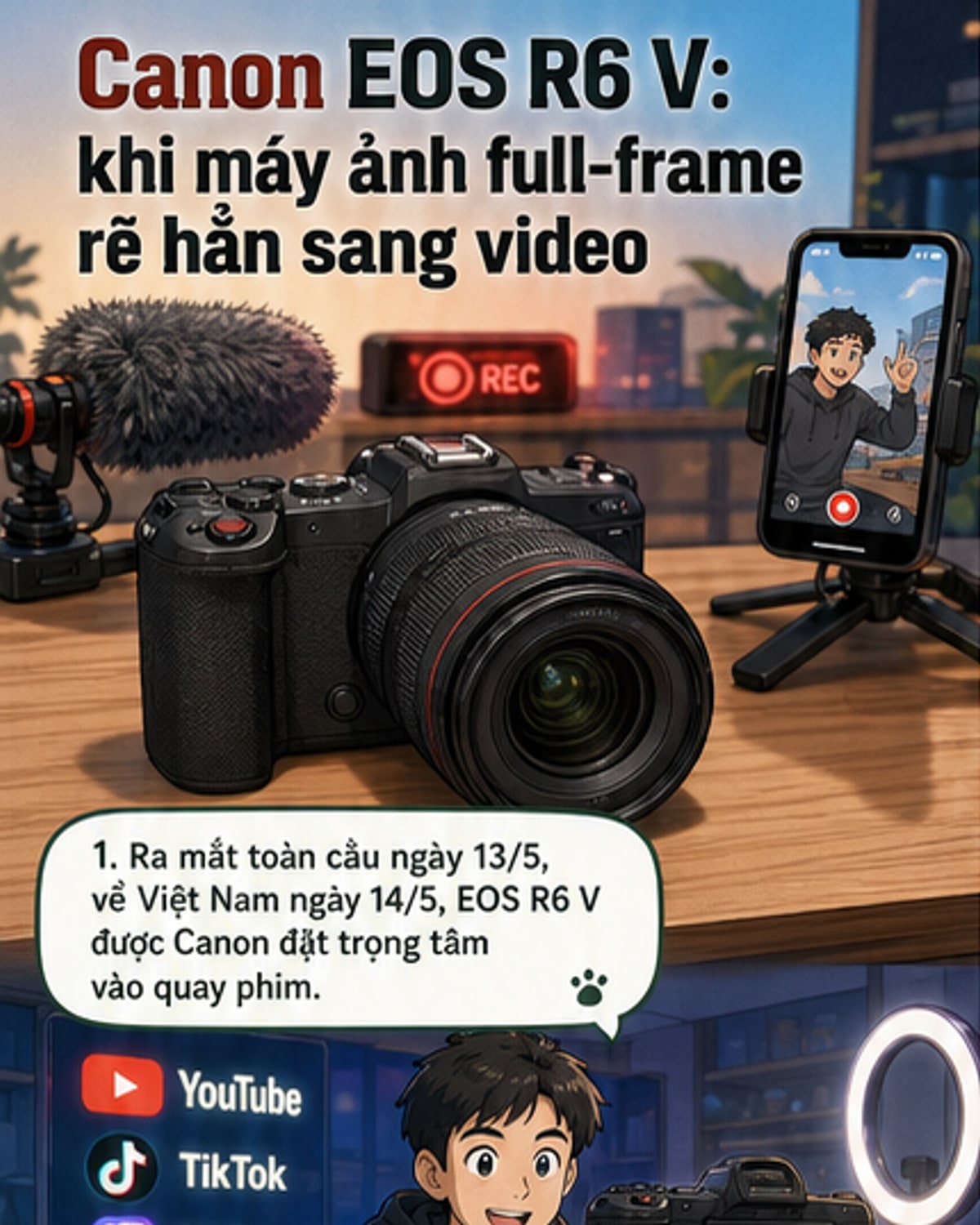 Canon ra mắt EOS R6 V chuyên quay video