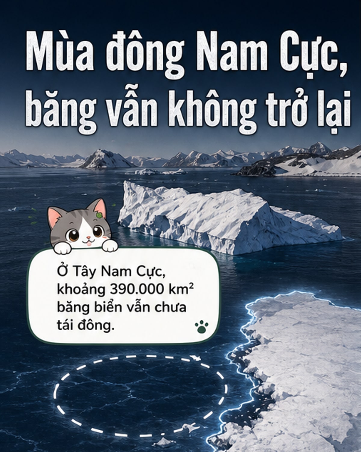 Băng Nam Cực không tái đông giữa mùa đông