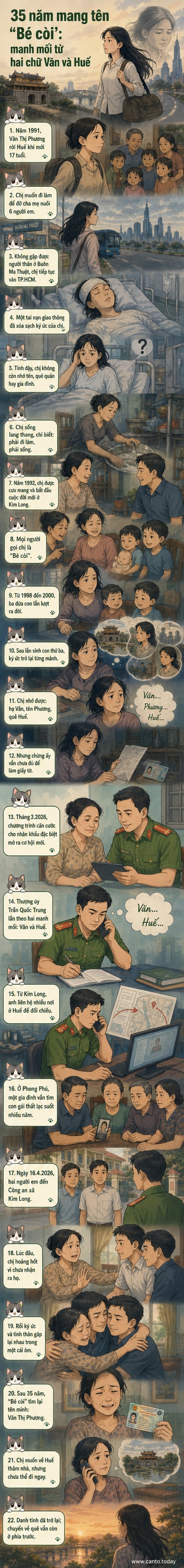Hình ảnh người phụ nữ ôm hai người em trai trong nước mắt tại trụ sở công an, khoảnh khắc đoàn tụ sau 35 năm mất tích do mất trí nhớ.