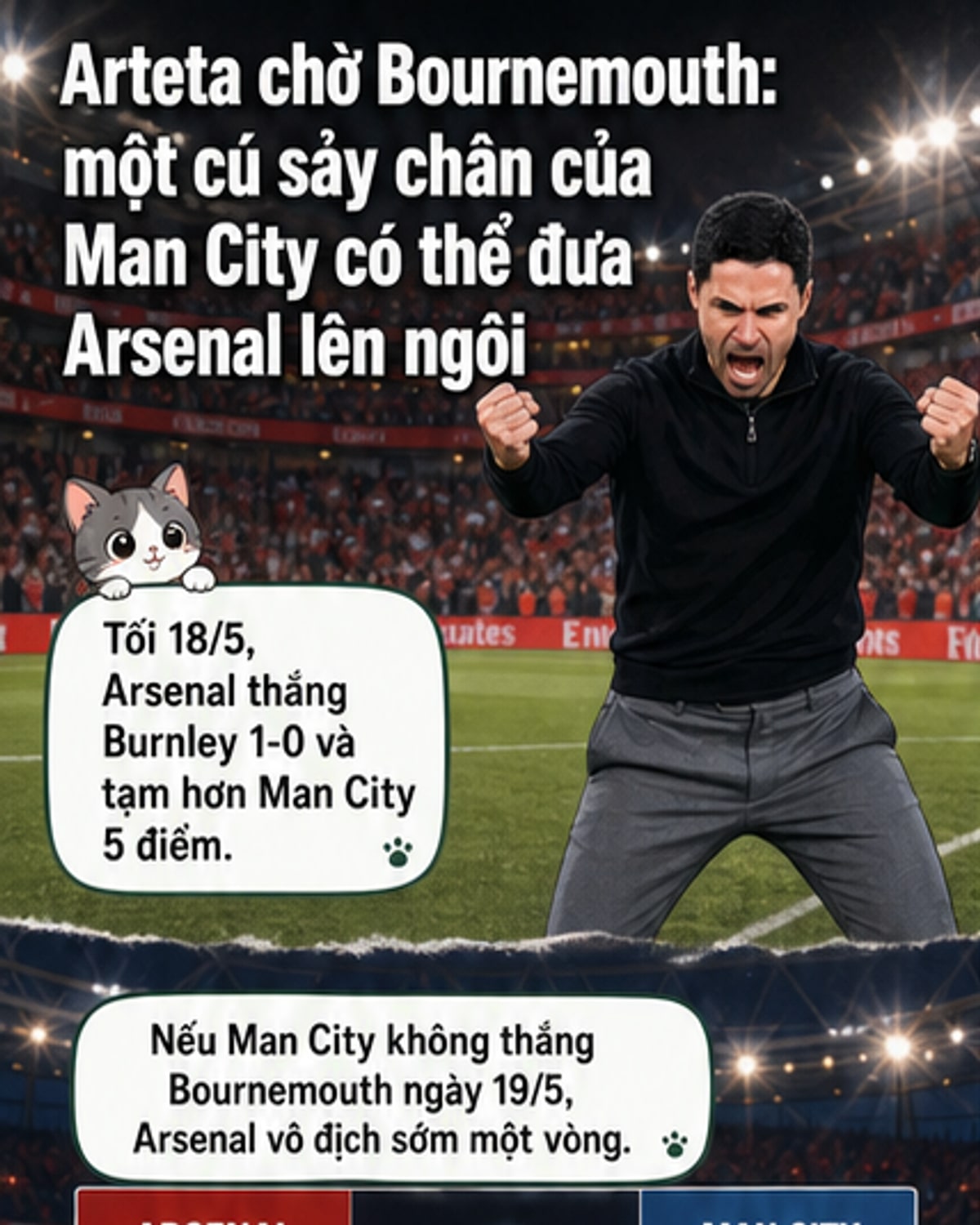 Arteta sẽ là CĐV cuồng nhiệt nhất của Bournemouth