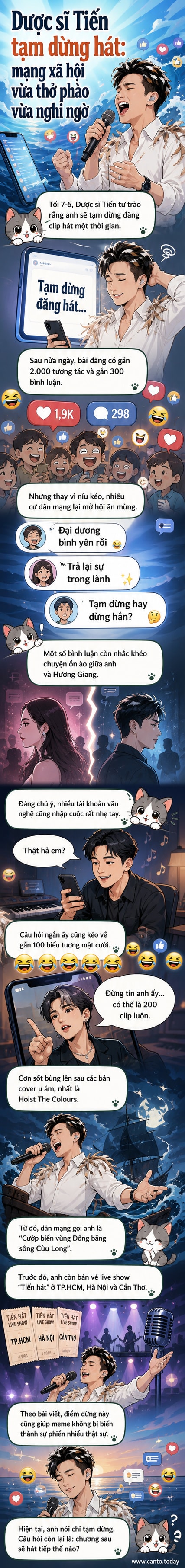 Dược sĩ Tiến với biểu cảm đặc trưng trong một clip ca hát, bối cảnh u ám như phim Cướp biển vùng Caribbean