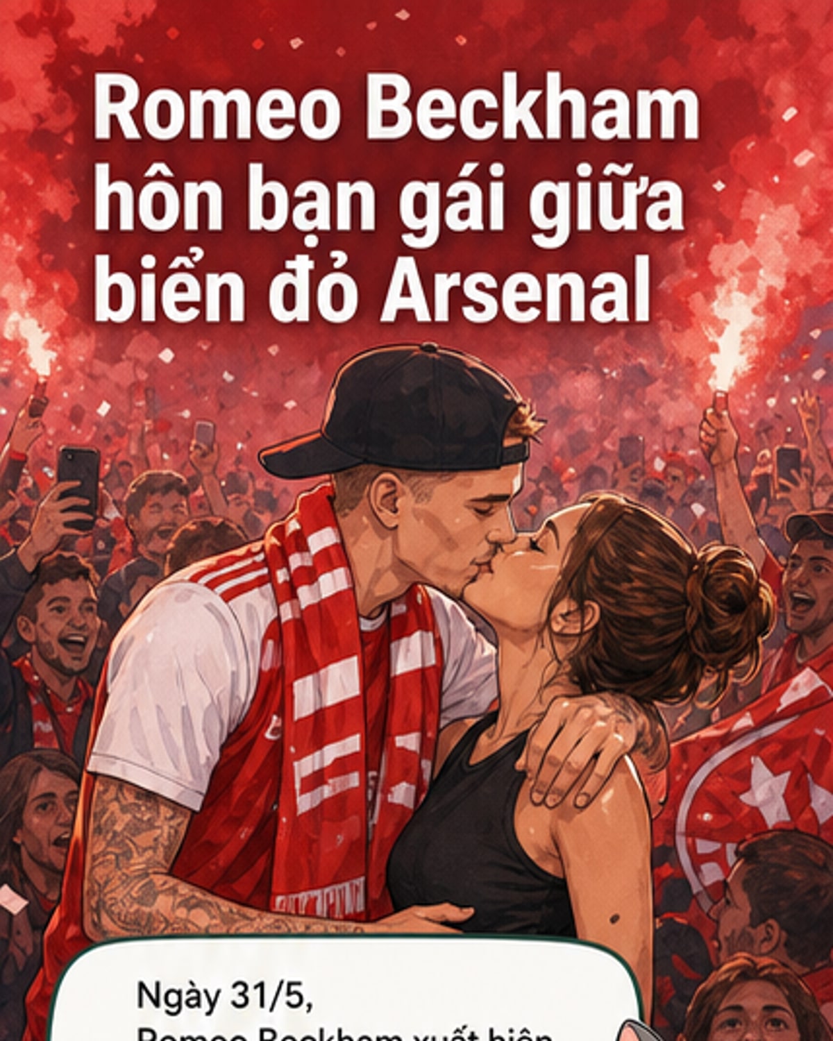 Romeo Beckham ôm hôn bạn gái giữa lễ hội Arsenal