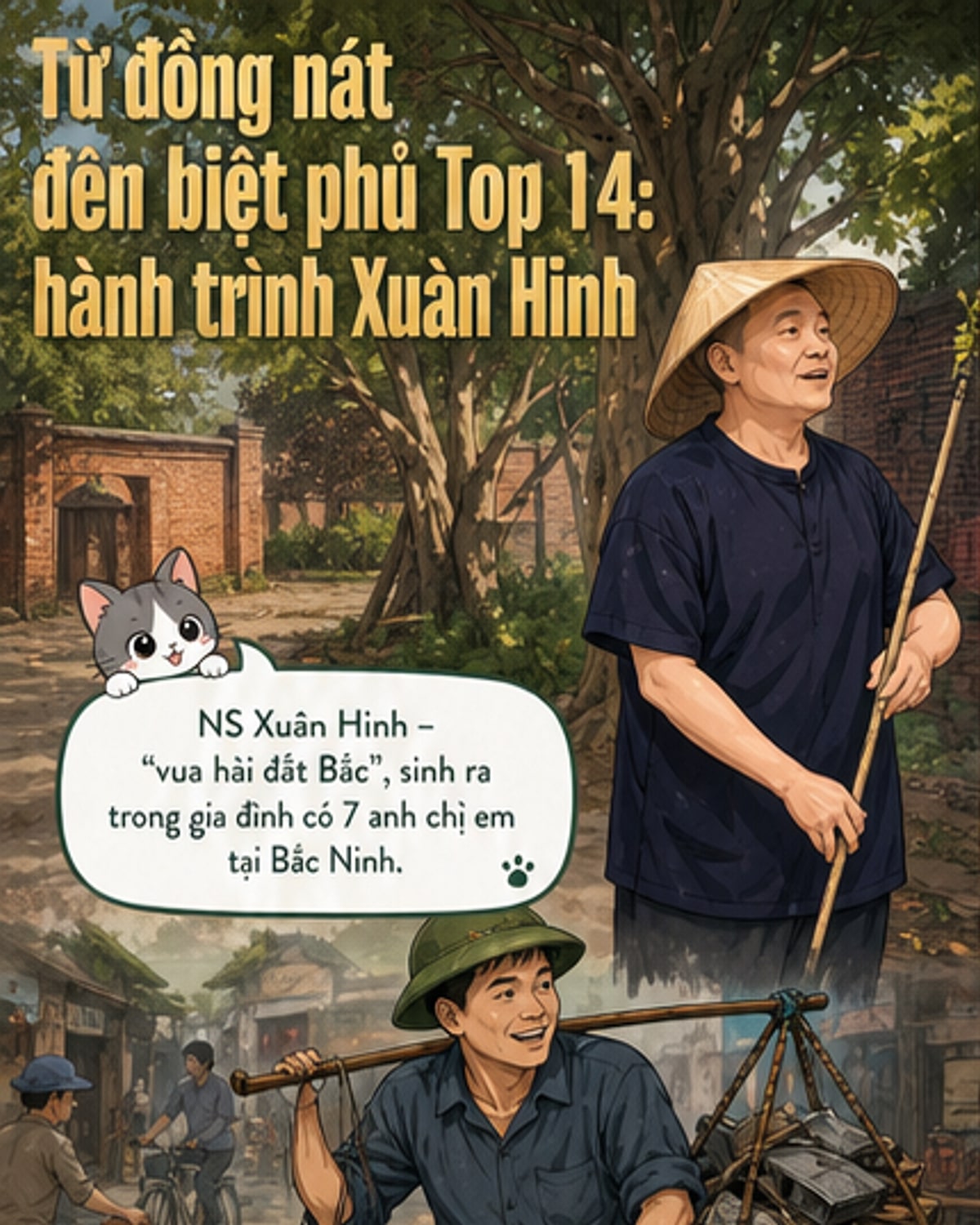 Minh họa biệt thự truyền thống Bắc Bộ với mái ngói đỏ, sân vườn rộng và ao cá, nơi ở của nghệ sĩ Xuân Hinh được vinh danh là một trong 14 công trình kiến trúc ấn tượng nhất thế giới.