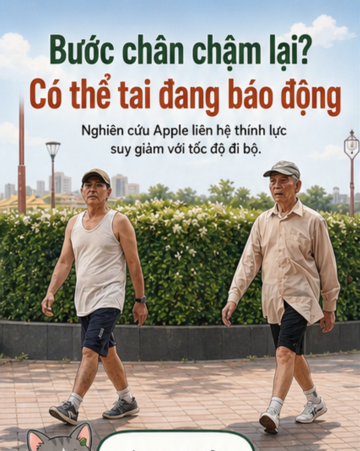 Bước chân chậm lại, có thể do tai