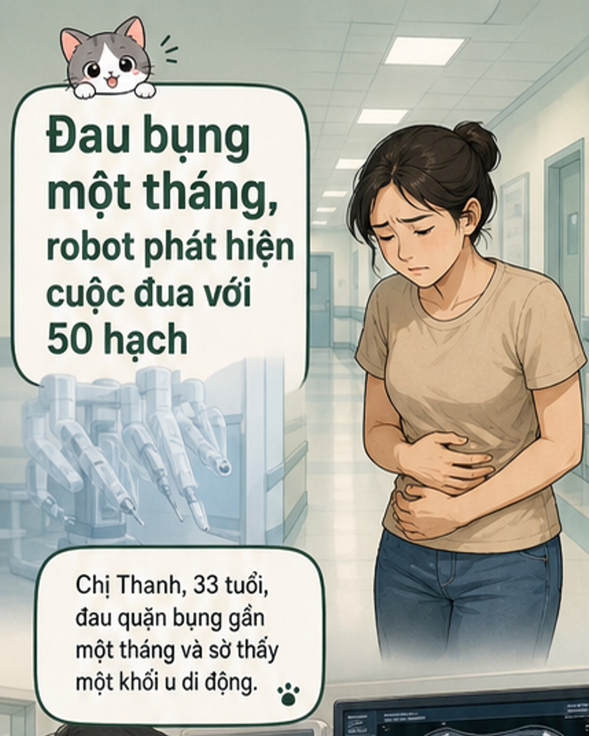 Bác sĩ đang đặt trocar kết nối robot phẫu thuật Da Vinci Xi cho một bệnh nhân nữ. Hình ảnh chụp trong phòng mổ tại Bệnh viện Tâm Anh TP HCM.