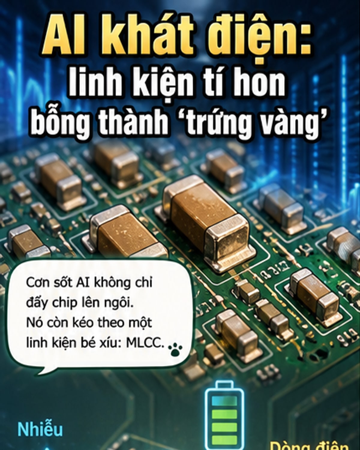Tụ điện siêu nhỏ thành 'vàng' trong thời AI