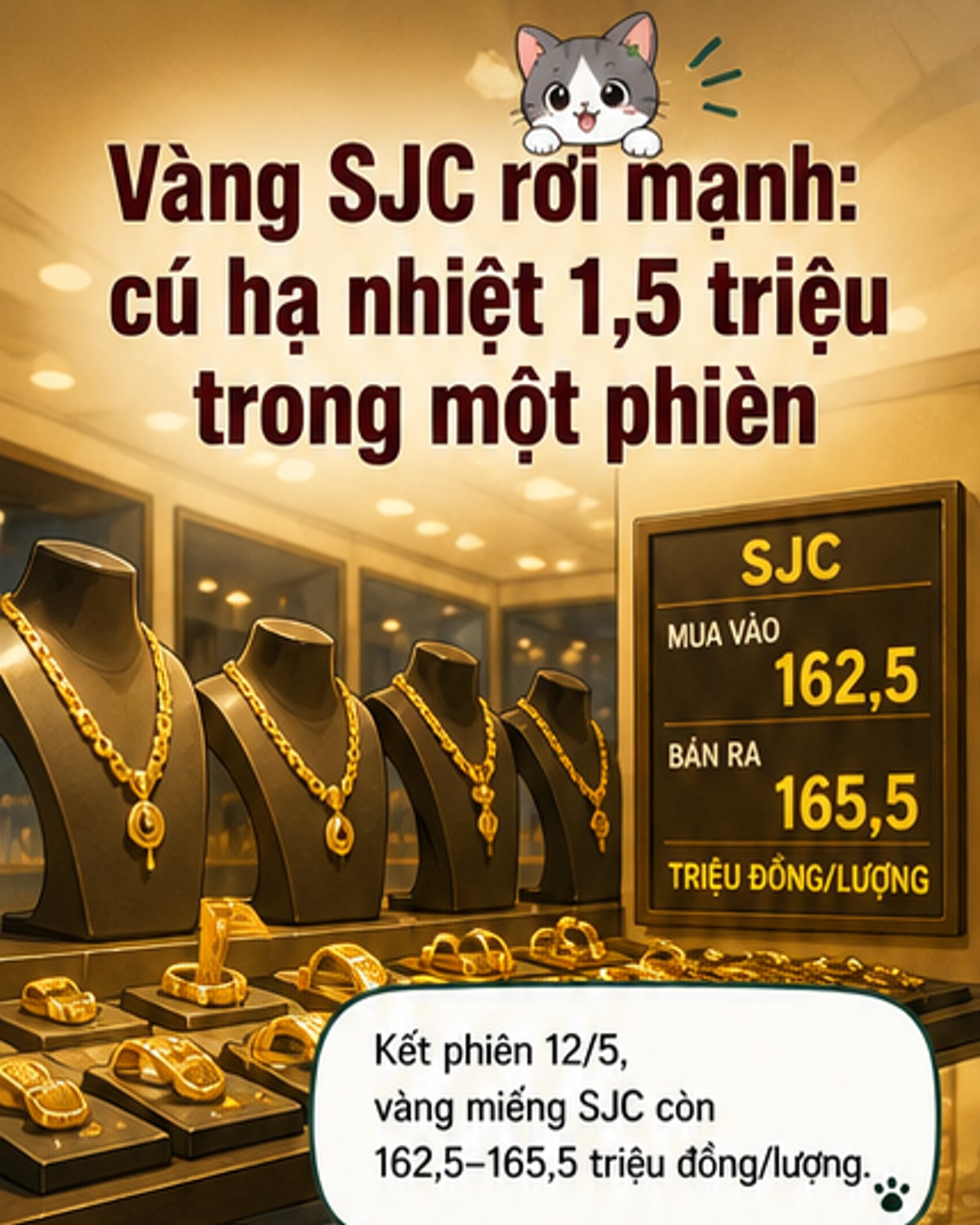 Giá vàng đồng loạt lao dốc