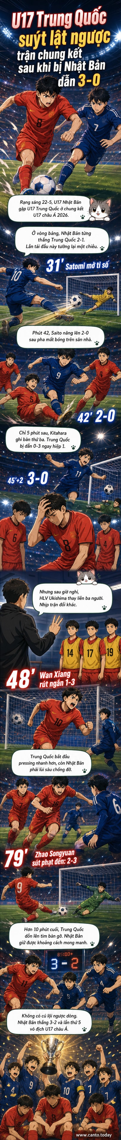 Các cầu thủ U17 Nhật Bản ăn mừng chiến thắng sau trận chung kết U17 châu Á 2026 trước U17 Trung Quốc