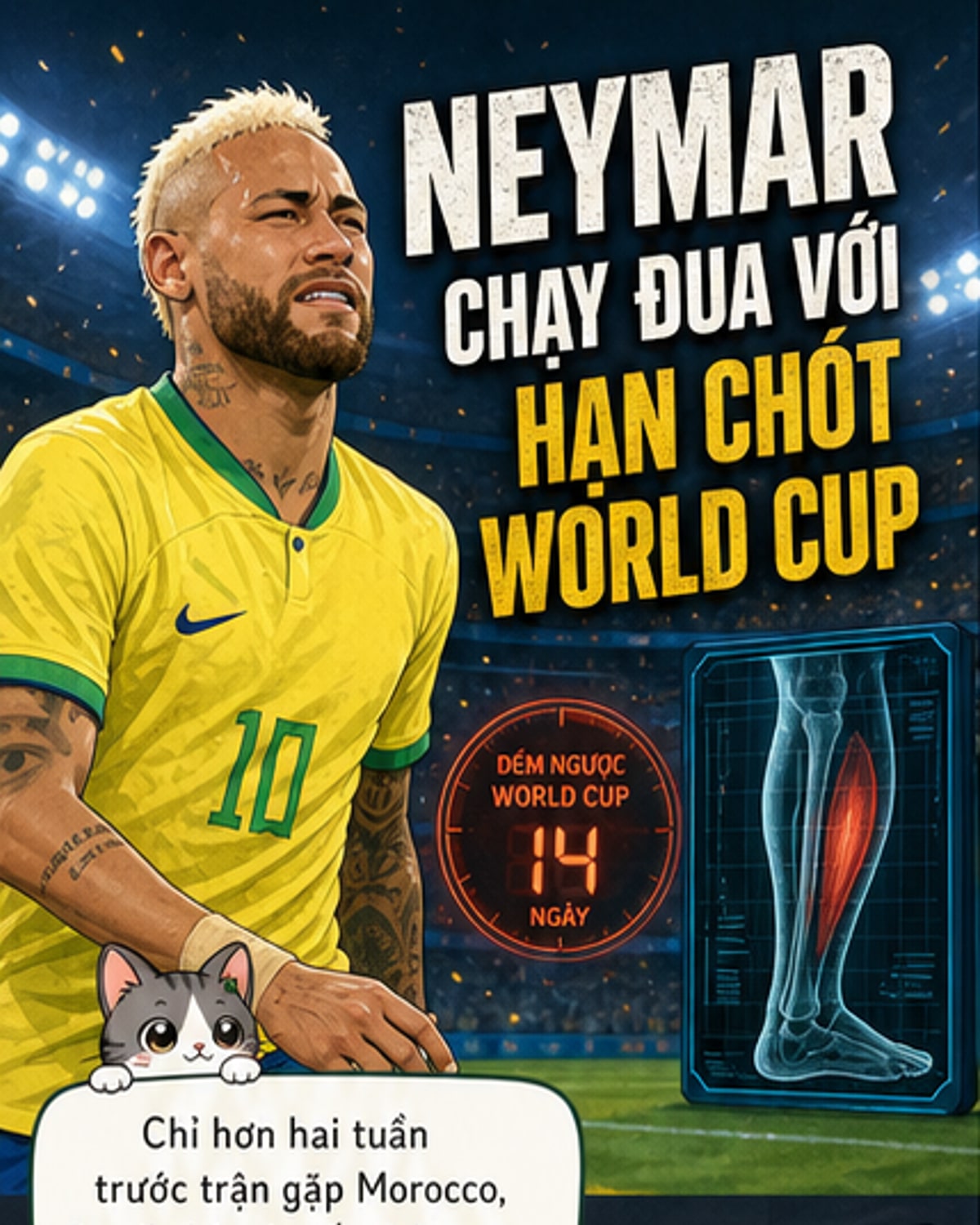Neymar đứng trước nguy cơ vắng mặt tại World Cup 2026