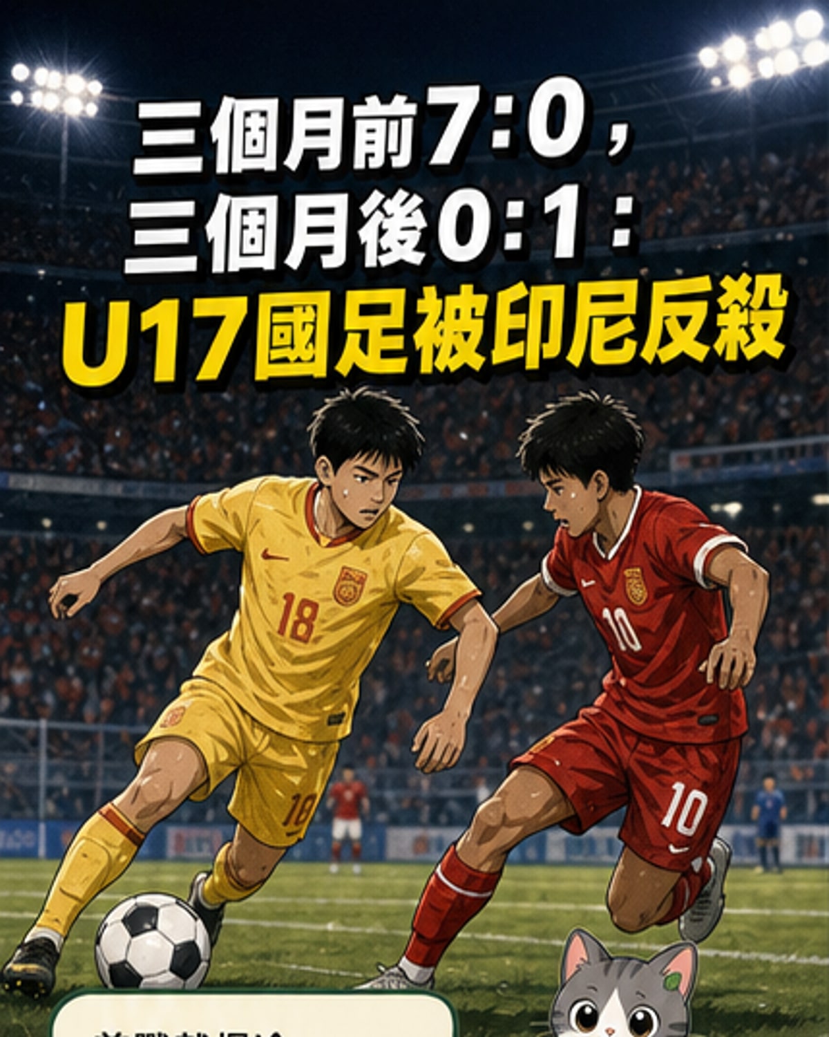 U17國足遭印尼逆襲 0比1吞敗