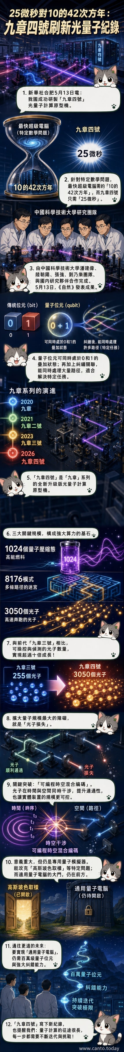 「九章四號」量子計算原型機局部照片,顯示複雜的光學元件與纖細線路,背景為實驗室環境。