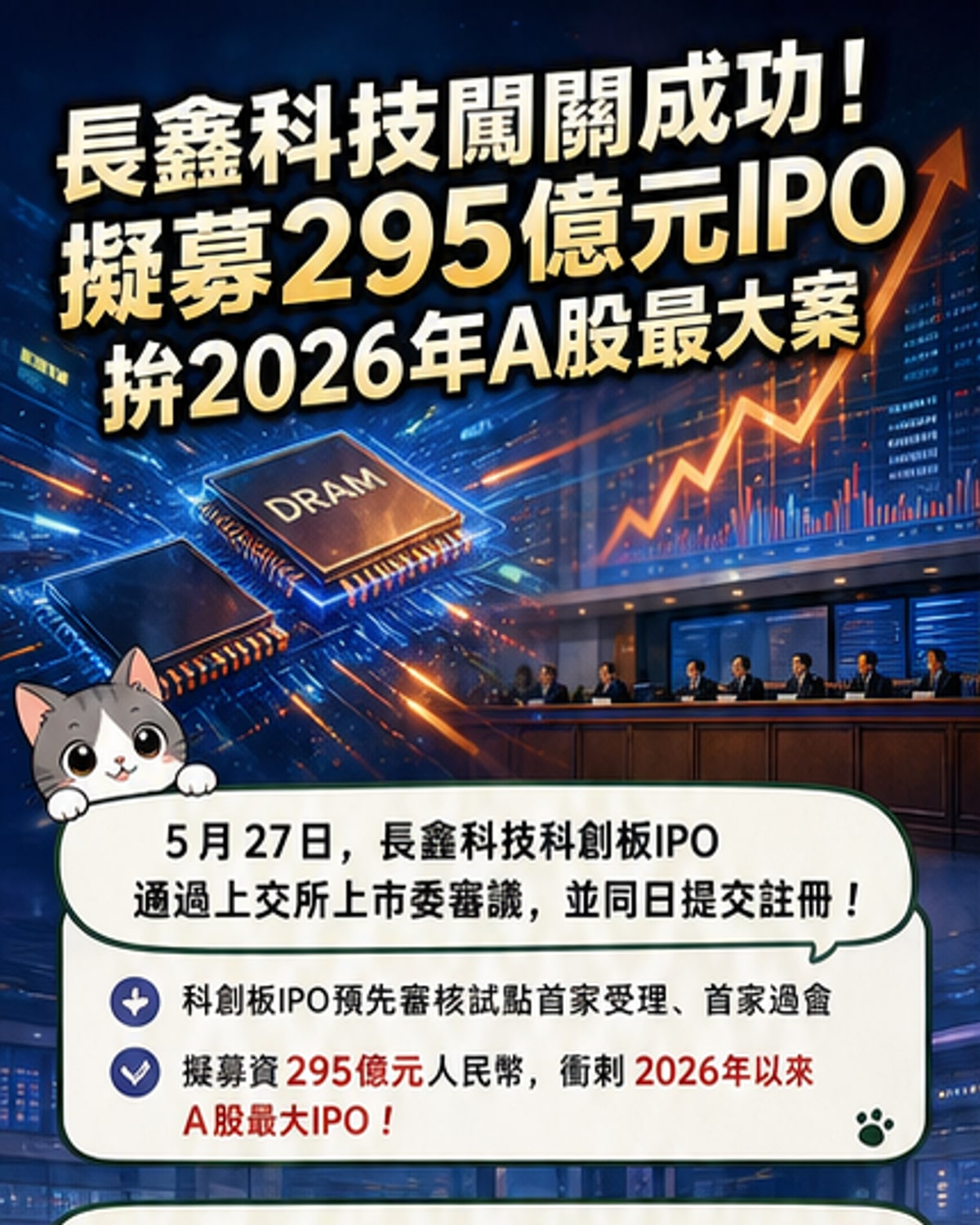 國產DRAM龍頭長鑫科技過會