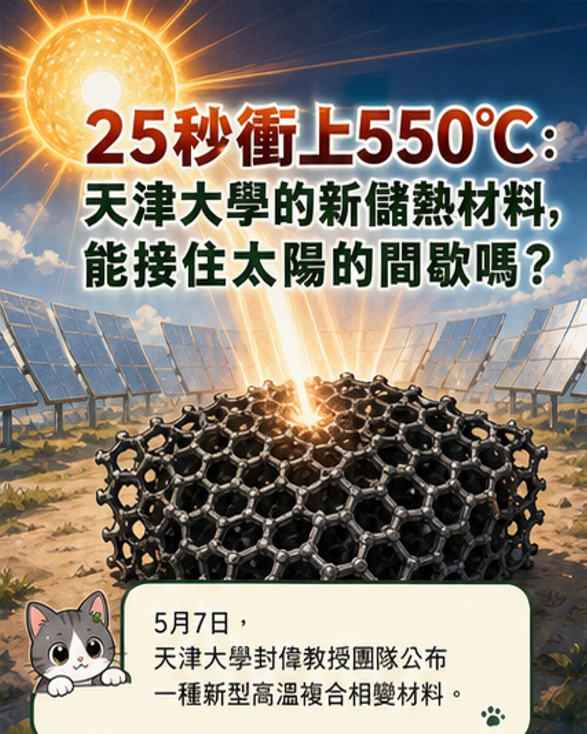 25秒升溫至550℃!新型儲熱材料問世