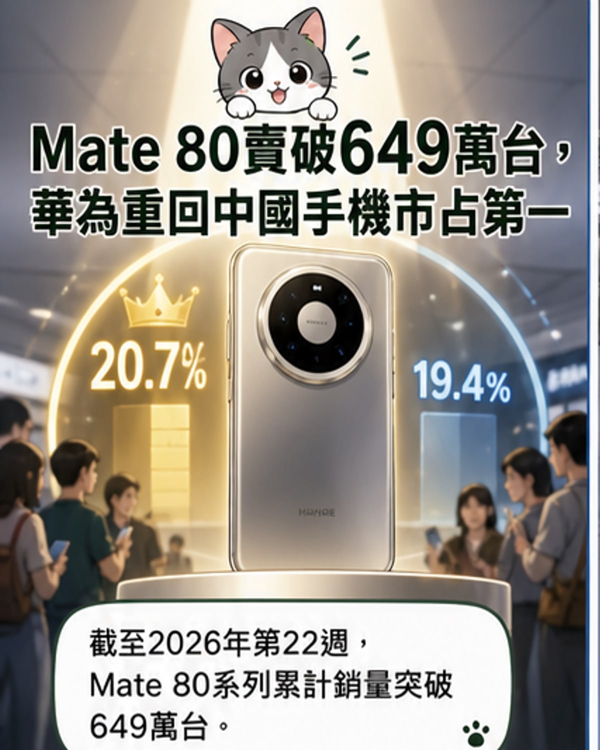 Mate 80系列銷量突破649萬台