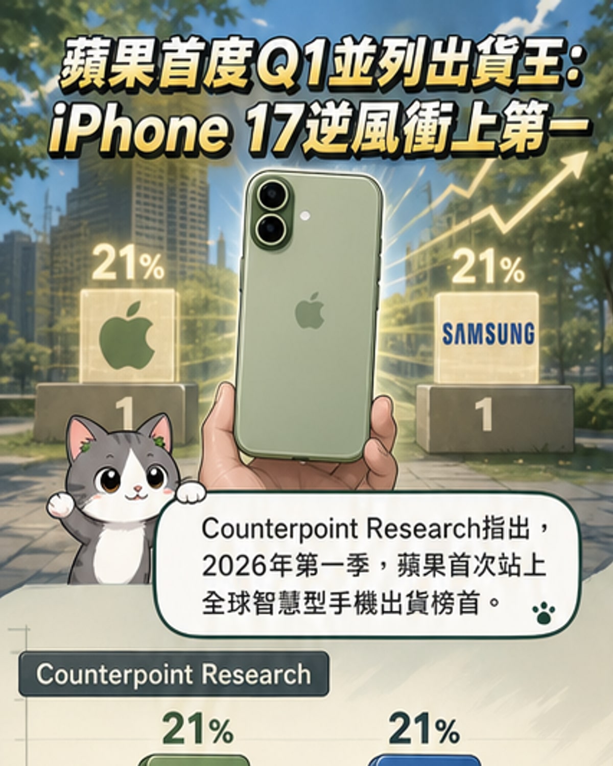 蘋果首登全球智慧型手機出貨冠軍