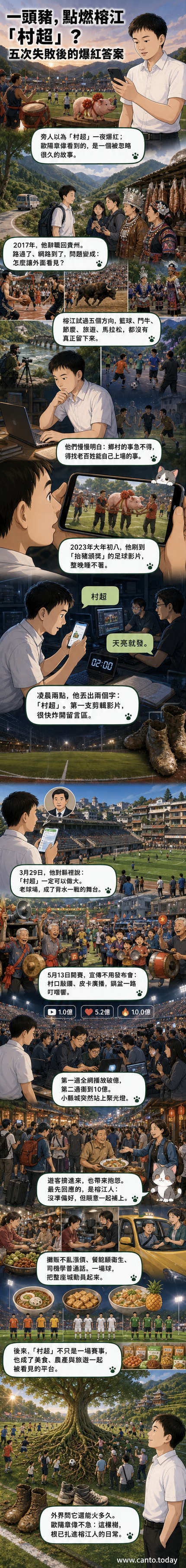 貴州榕江村超賽場上,村民熱情觀賽,球場周邊掛滿旗幟,場面熱鬧非凡