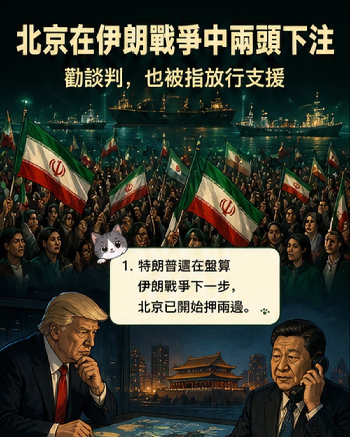 中國在伊朗戰爭中兩頭下注