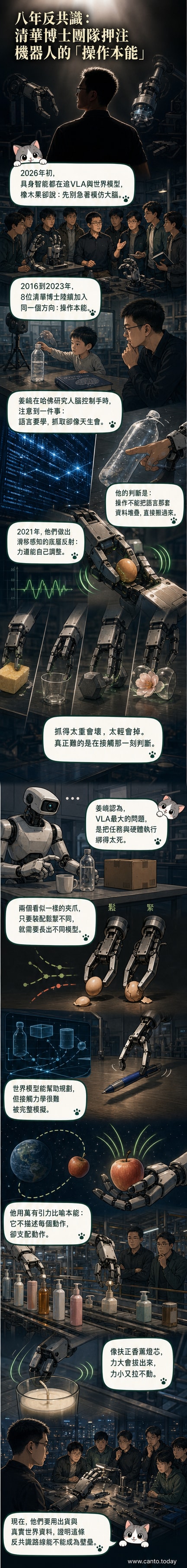 機械手臂正在精準抓取不同形狀物體,展示其基於觸覺與本能的靈活操作能力