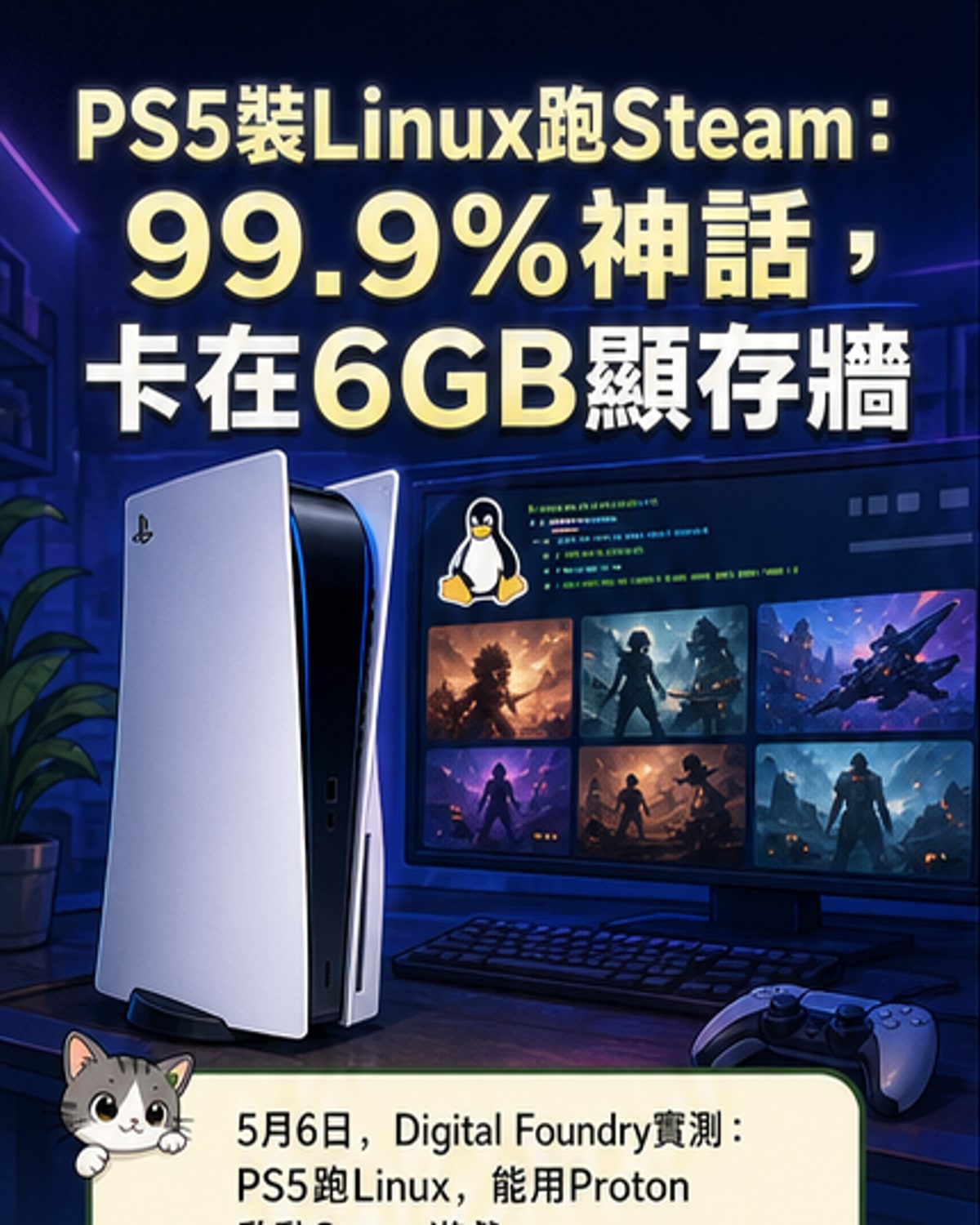 PS5跑Linux玩Steam遊戲 性能達原生99.9%