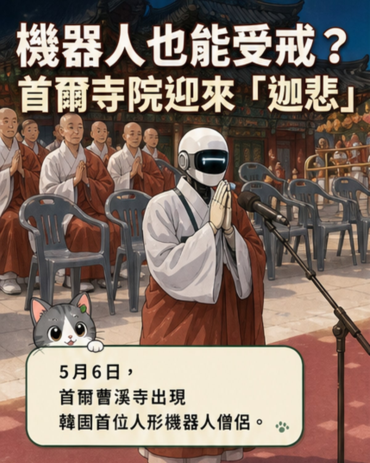 機器人出家受戒　首爾上演未來佛門儀式