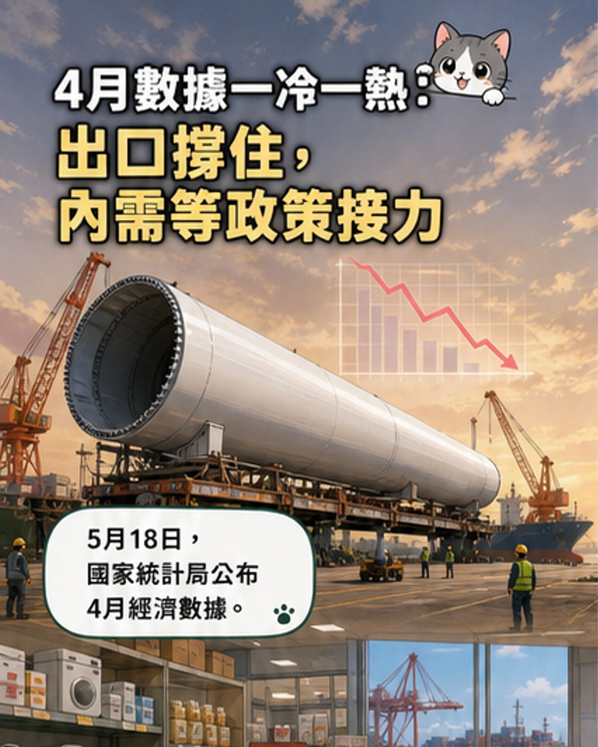 4月經濟數據波動，內需偏弱