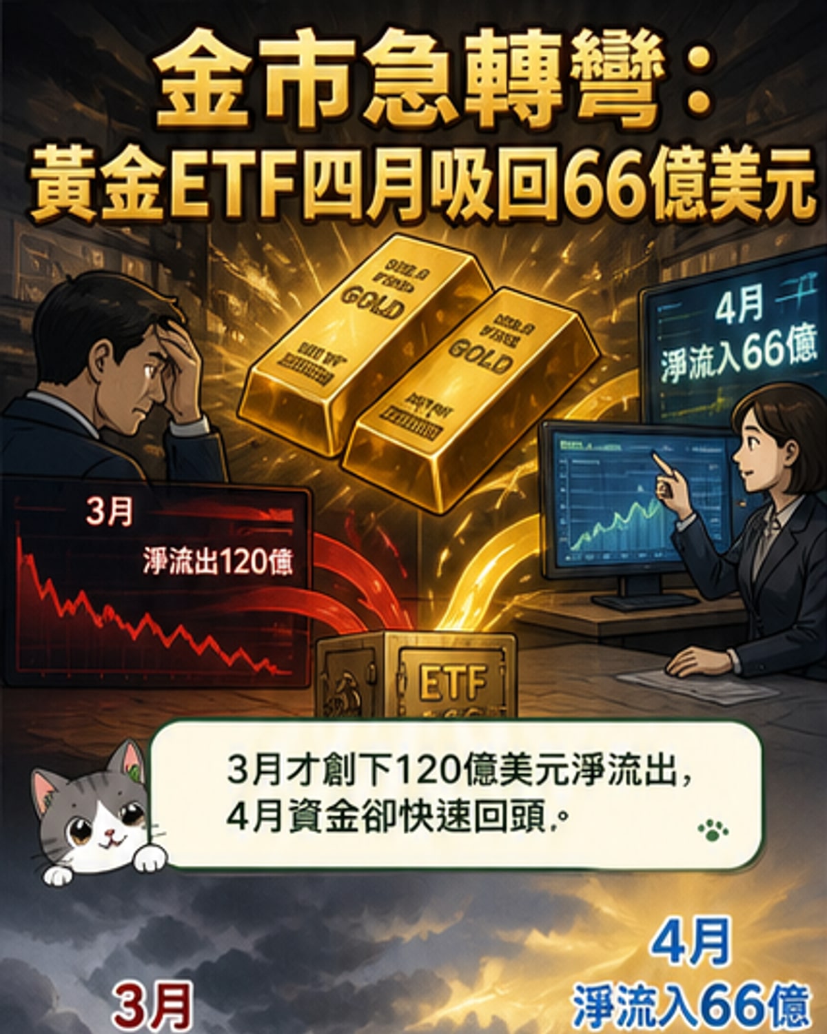 黃金ETF反彈：4月流入66億美元