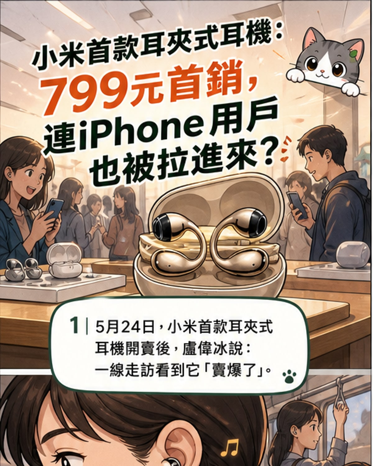 小米首款耳夾式耳機熱銷