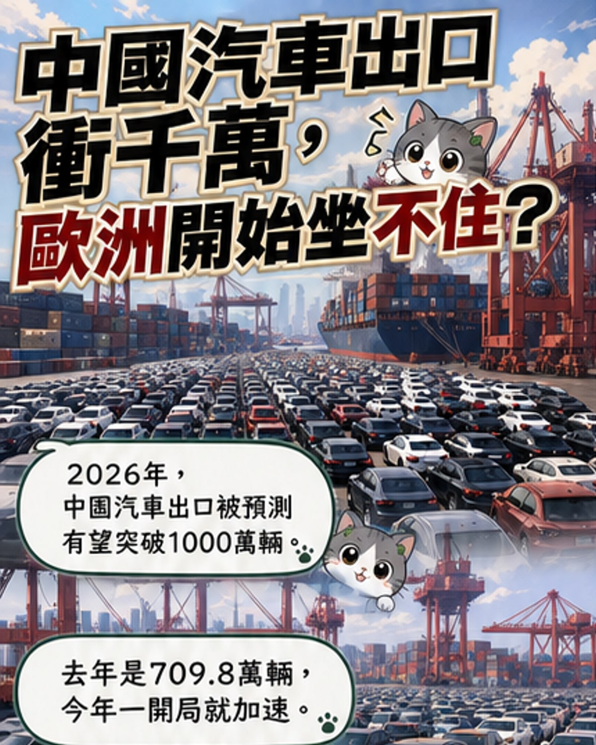 中國汽車出口衝千萬輛
