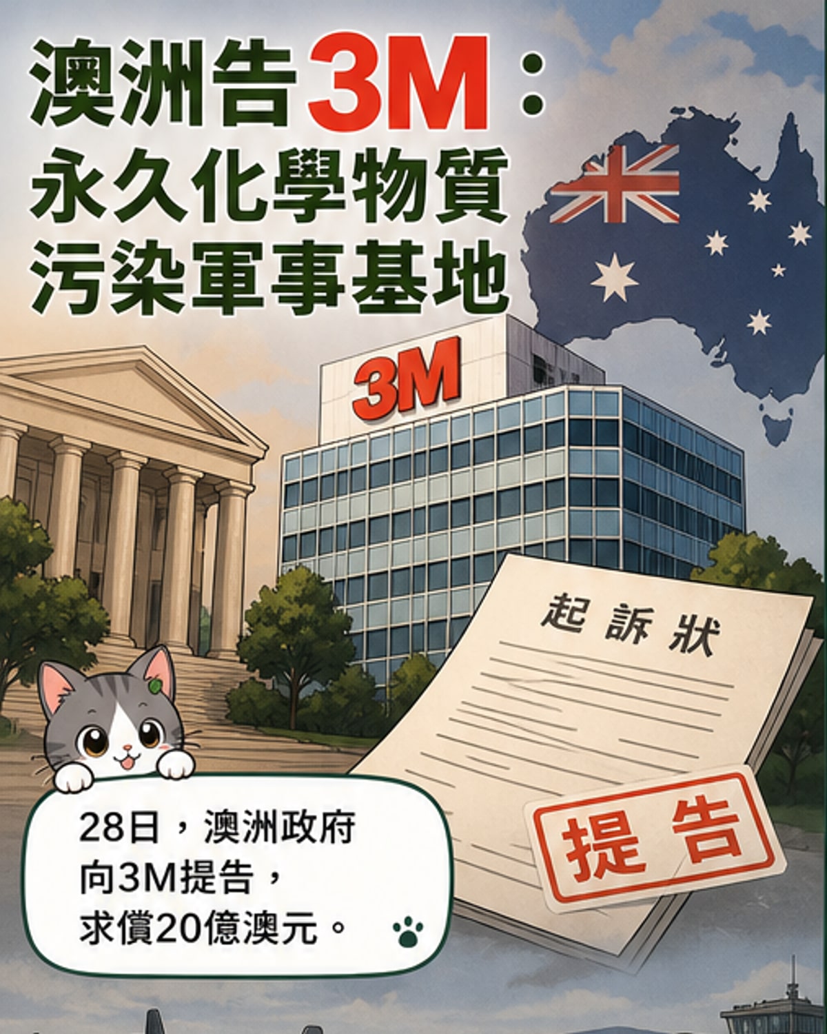 澳洲政府控3M索賠56億令吉