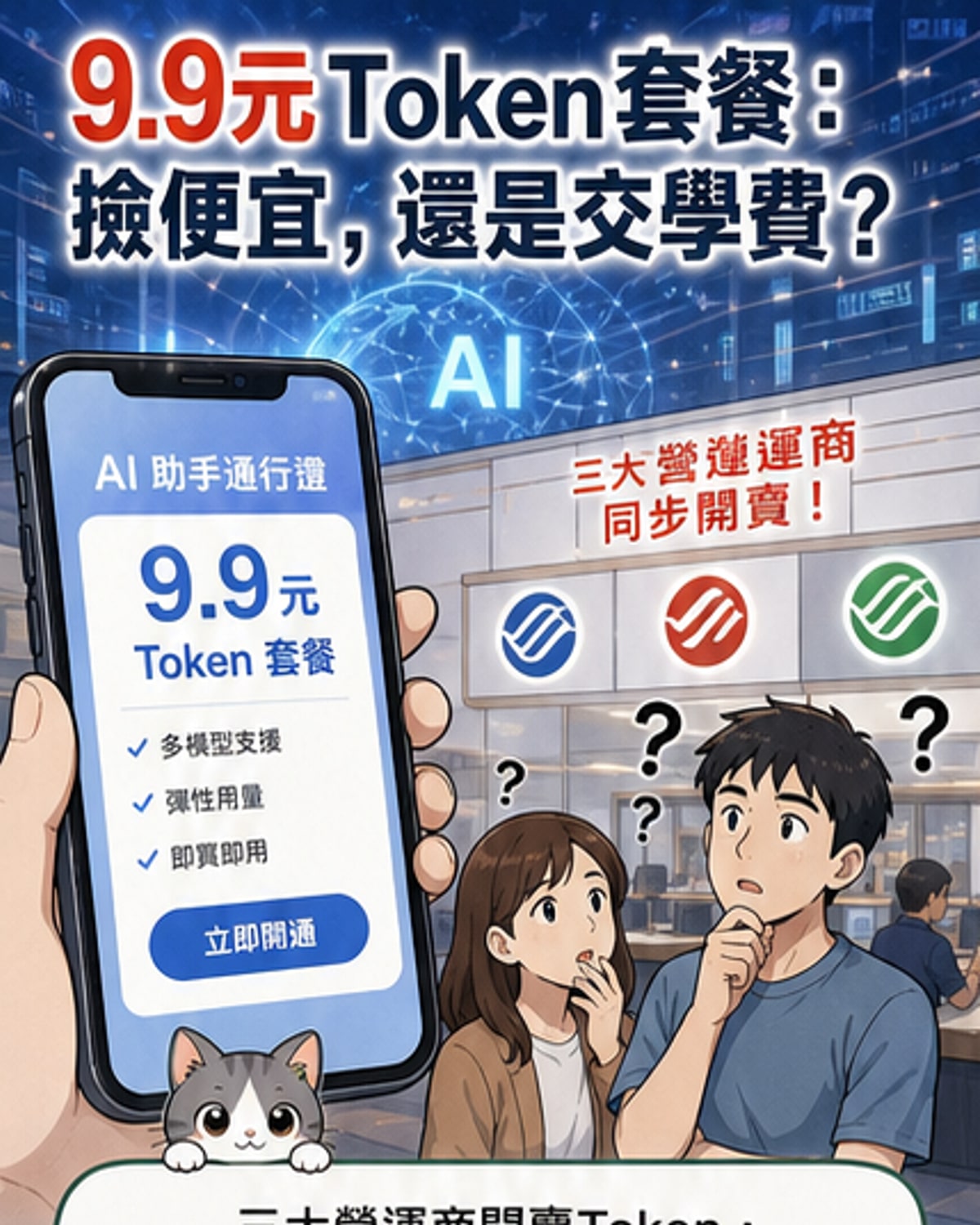 9.9元買AI流量？運營商搶進Token戰局