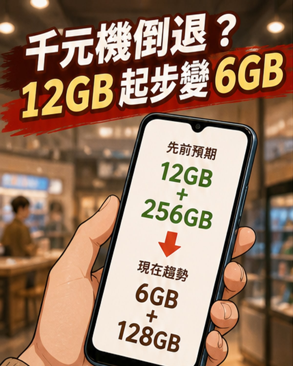 千元機記憶體回到6GB起