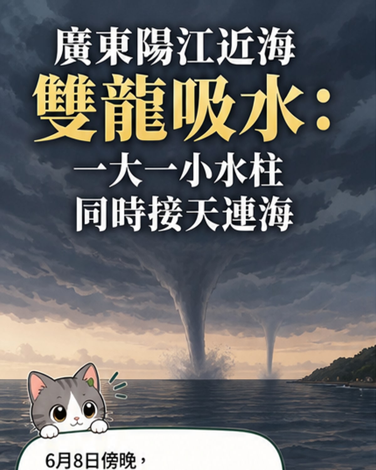 廣東海面現雙龍吸水奇觀