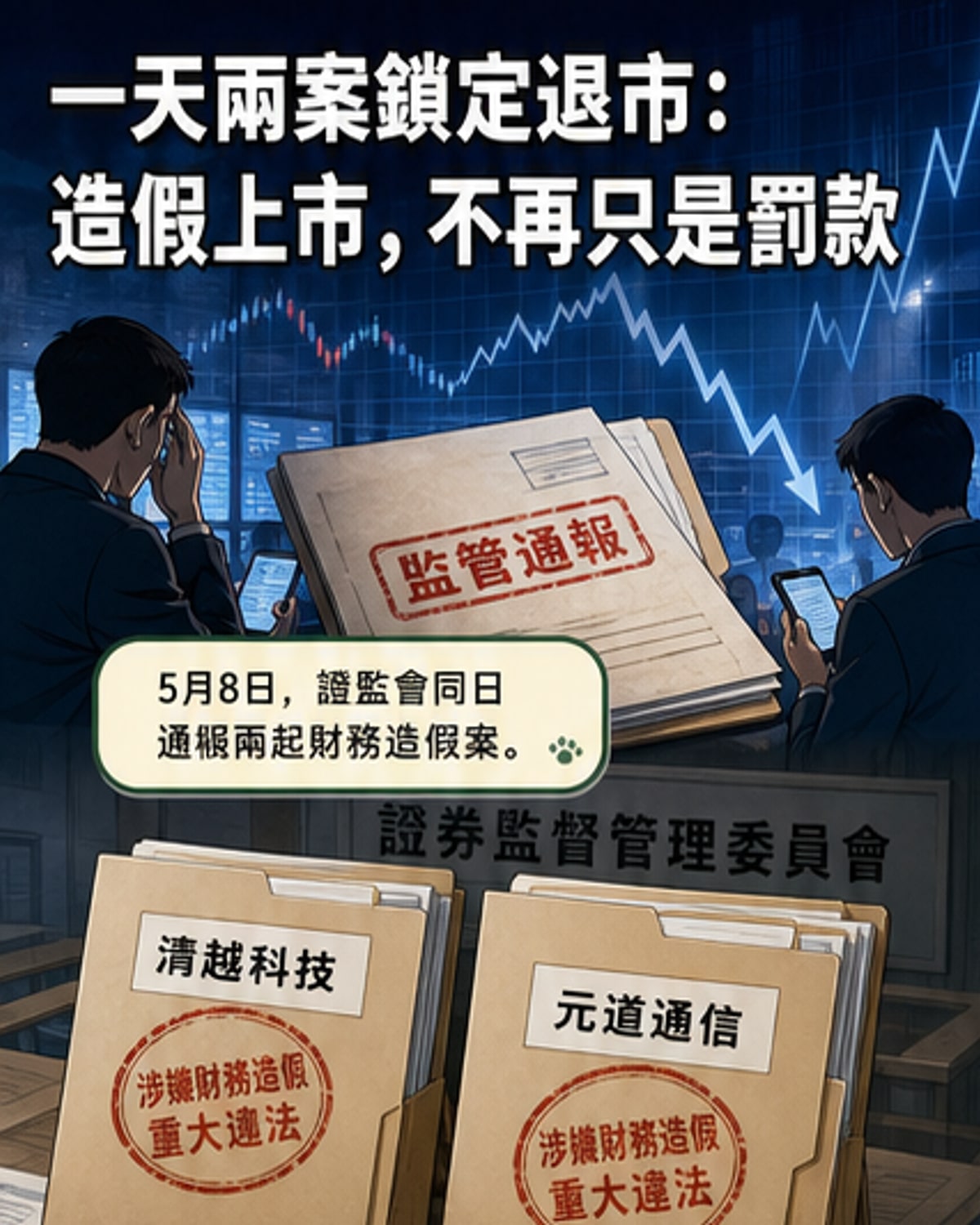 兩家上市公司因財務造假鎖定退市