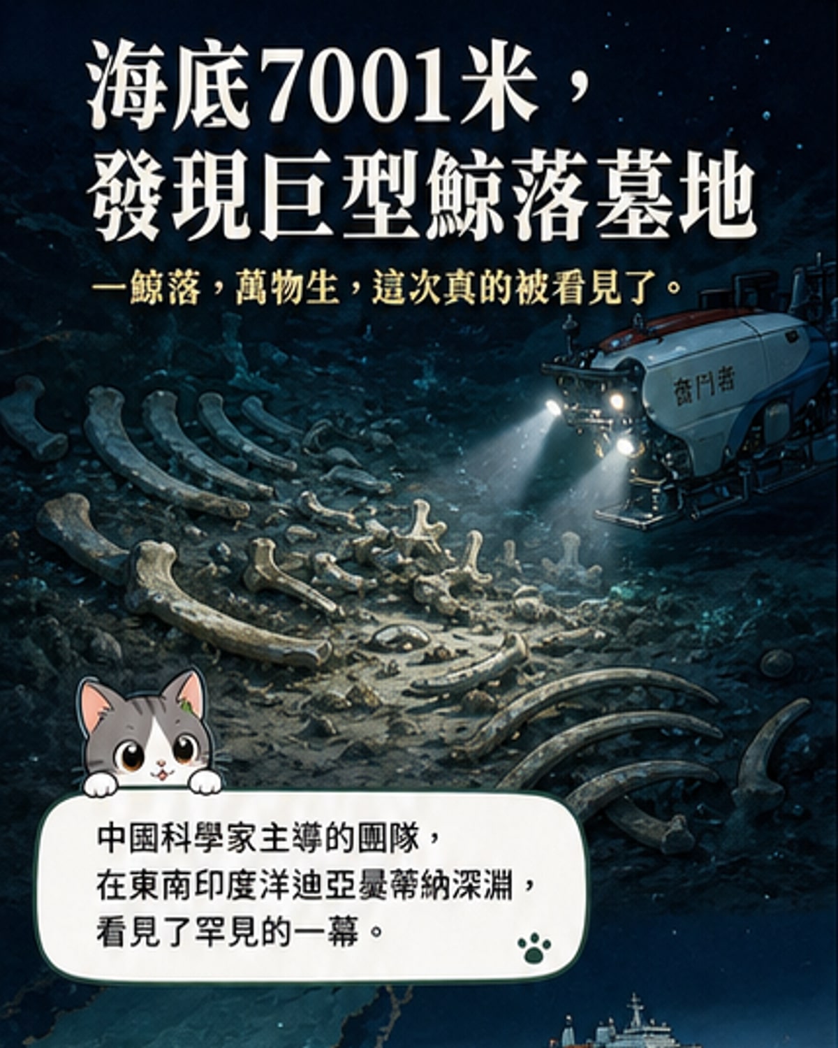人類發現最深最大「鯨魚墓地」