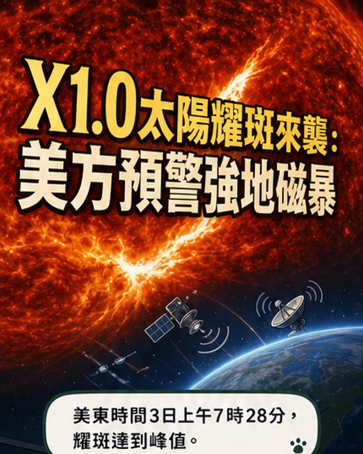 太陽爆發X級耀斑 觸發地磁暴警報