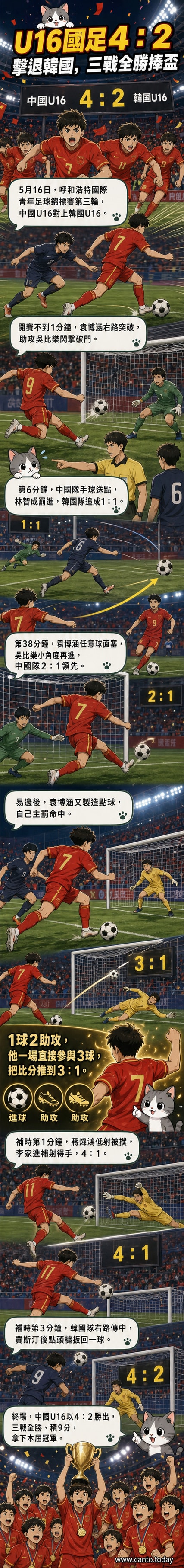 中國U16男足球員在呼和浩特國際青年足球錦標賽中慶祝4比2擊敗韓國隊奪冠,全隊歡呼擁抱。