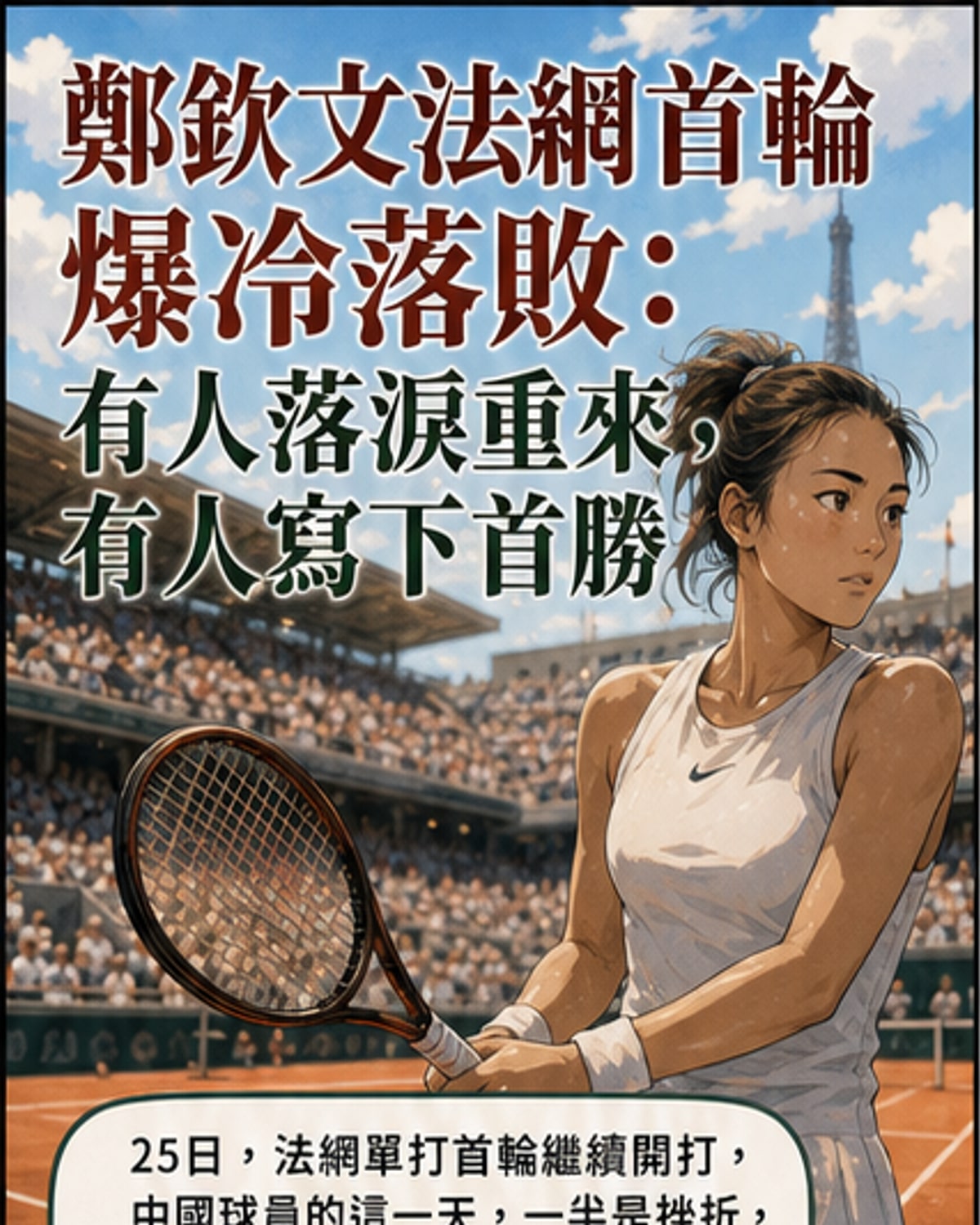 法網女單挫敗男單突破