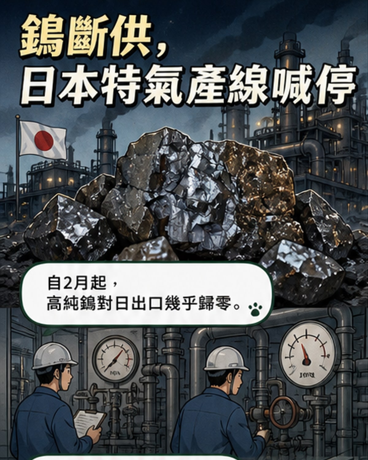 斷鎢衝擊波：日本半導體命脈被掐